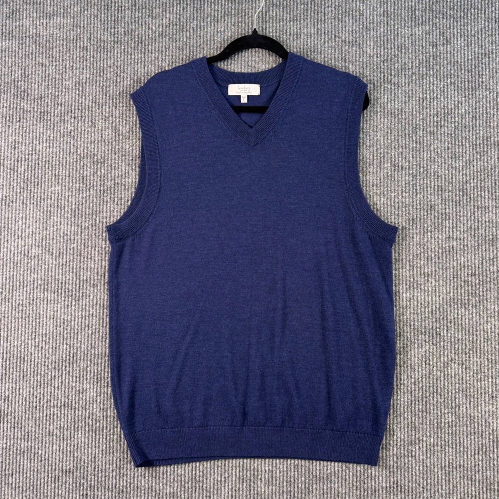 Turnbury Mens L Blue Merino Wool Sweater Vest Knit Pullover‎ Classic Preppy Ivy